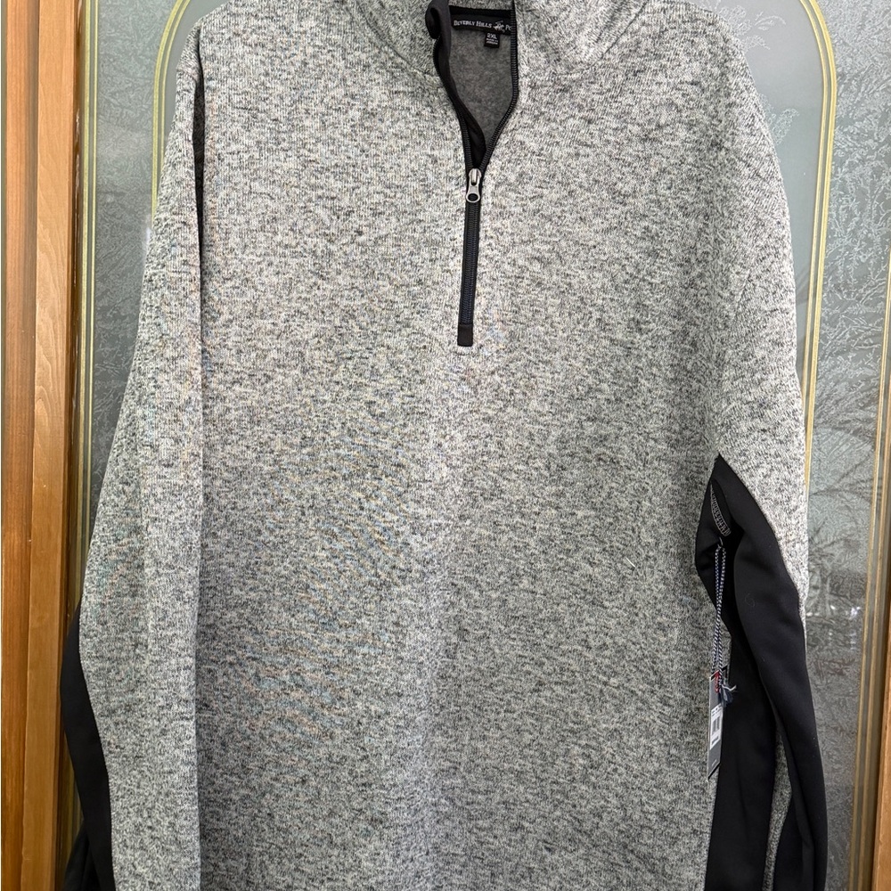 Beverly Hills Polo Club Gray and Black Zip-Up Sweater